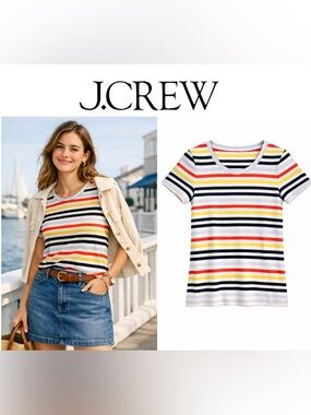 J. Crew 100% Cotton Perfect Fit Striped T Size Small